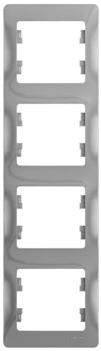 Рамка вертикальная Systeme Electric Glossa 4-м. алюминий фото Рамка вертикальная Systeme Electric Glossa 4-м. алюминий картинка